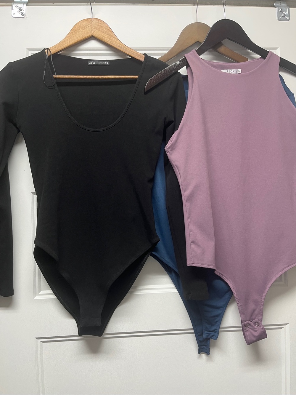 Zara Black Long-Sleeve Scoop Neck Bodysuits